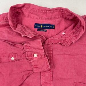 Ralph Lauren Ocean Wash Linen Shirt Mens 3XB Big Pink Button Down Long Sleeve